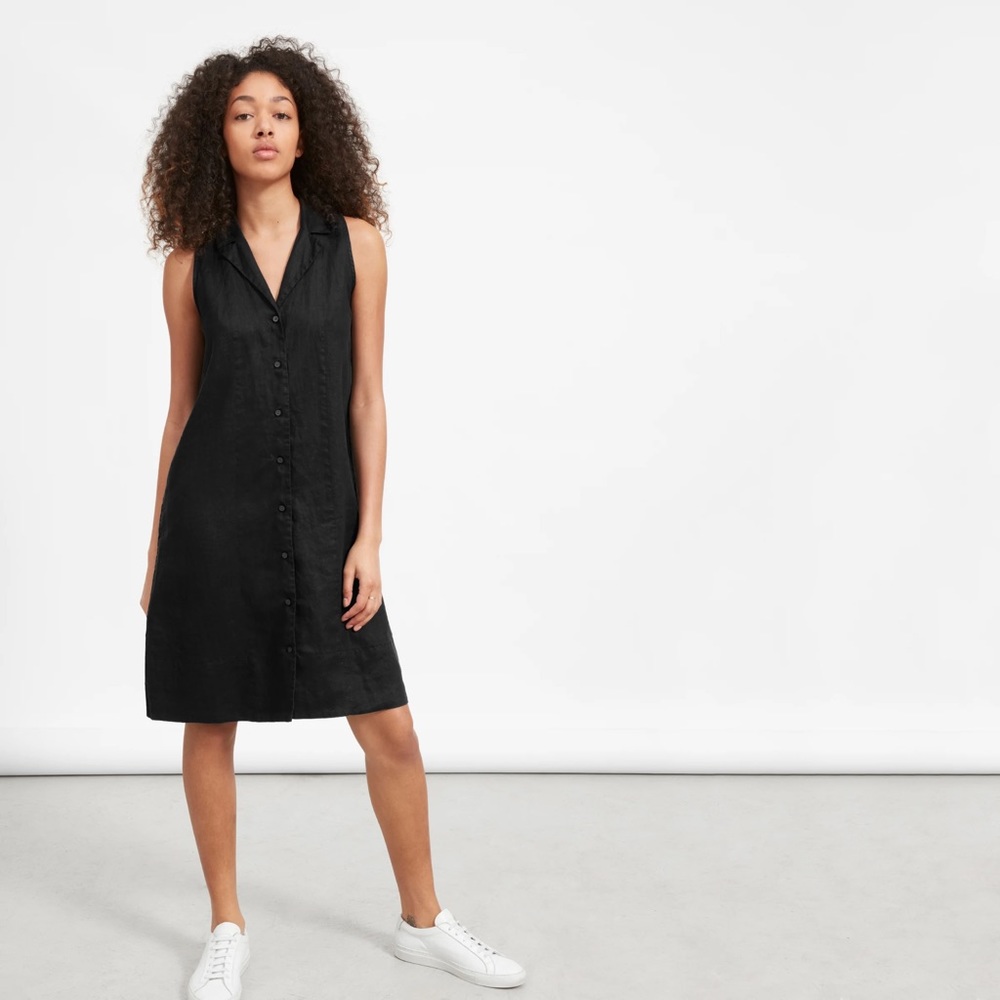 Everlane The Linen Sleeveless Shirtdress